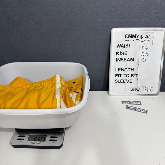 Abercrombie Fitch VTG Swim Trunks Size L Yellow White Logo Flip Waist Beach - Picture 11 of 14